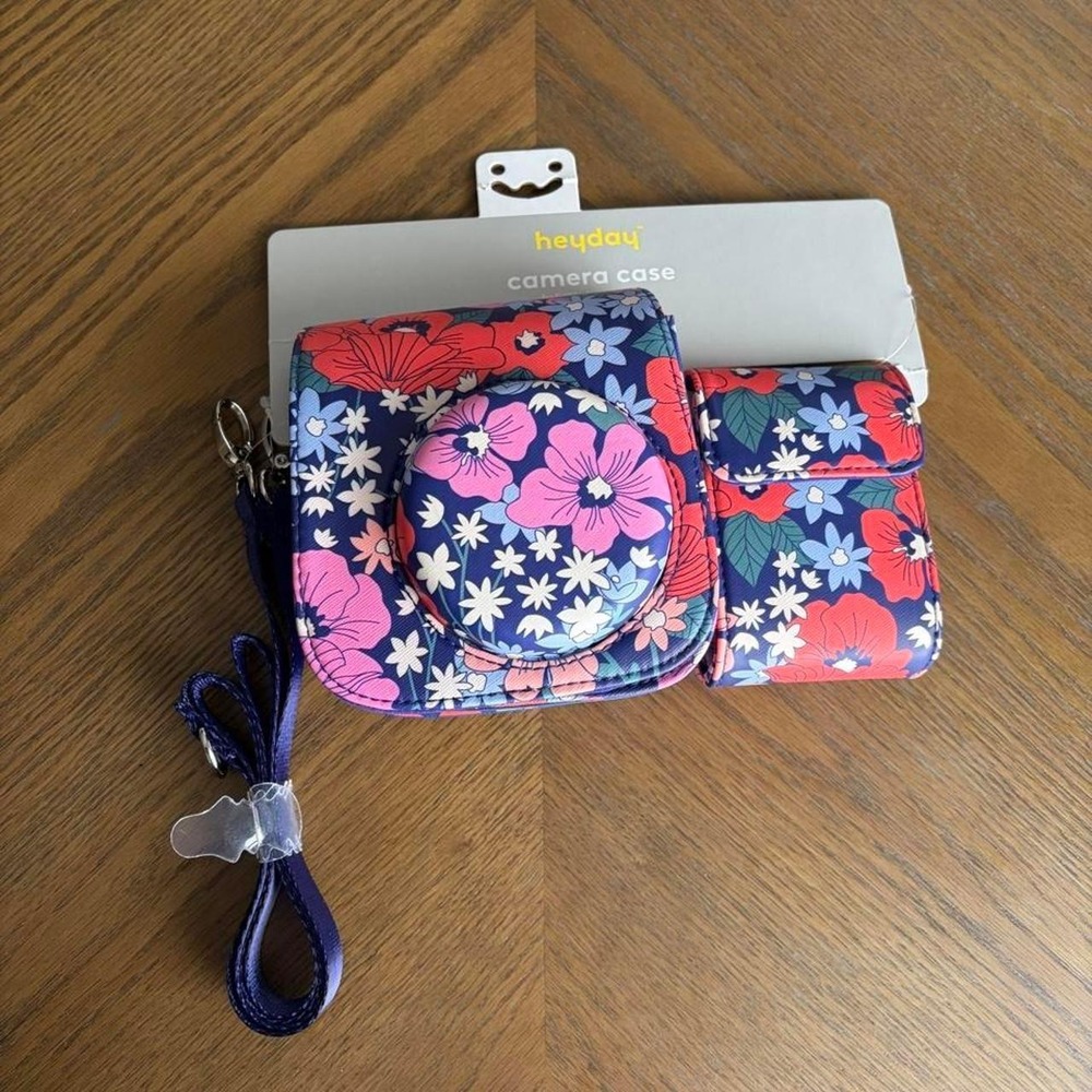 Heyday Fujifilm Instax Mini 12 Camera Case Floral Navy Pink Faux Leather NWT